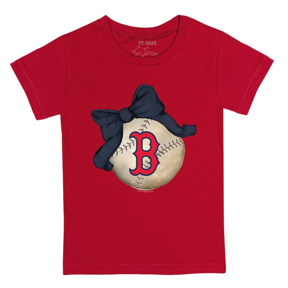 Red Boston Red Sox Tiny Turnip Youth Baseball Bow T-Shirt