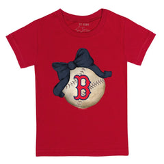 Red Boston Red Sox Tiny Turnip Youth Baseball Bow T-Shirt