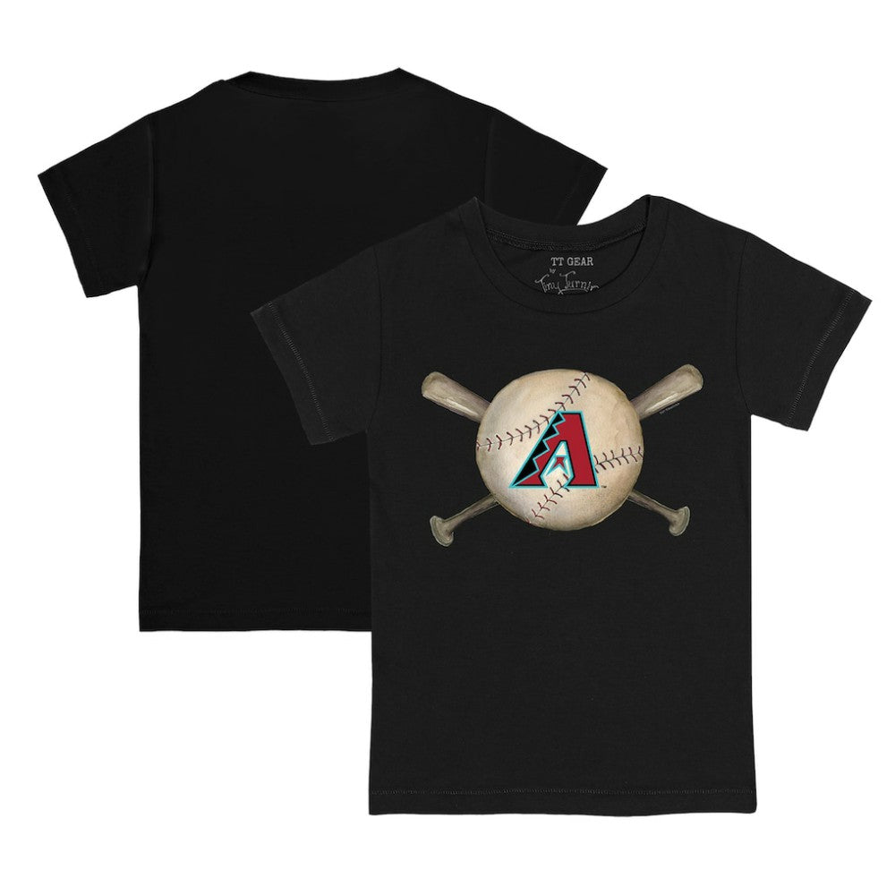 Black Arizona Diamondbacks Tiny Turnip Youth Baseball Cross Bats T-Shirt
