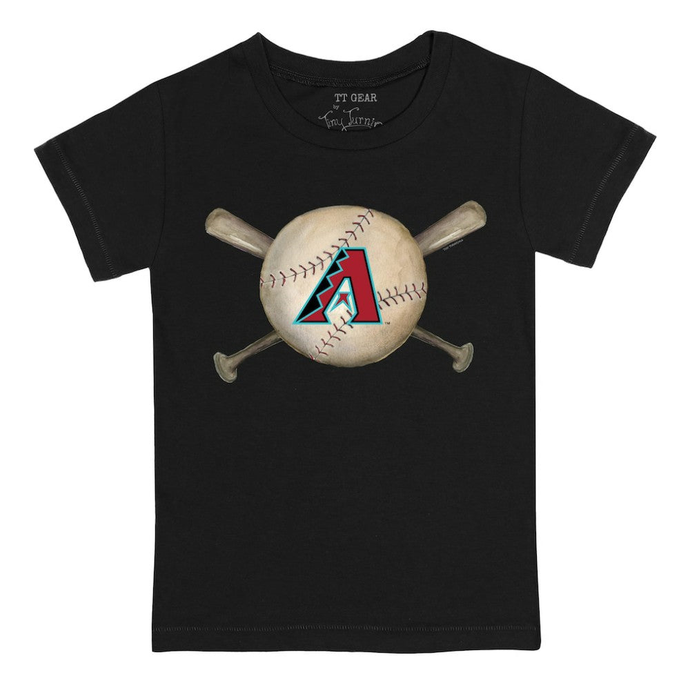 Black Arizona Diamondbacks Tiny Turnip Youth Baseball Cross Bats T-Shirt