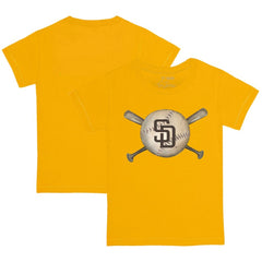 Gold San Diego Padres Tiny Turnip Youth Baseball Cross Bats T-Shirt