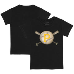 Black Pittsburgh Pirates Tiny Turnip Youth Baseball Cross Bats T-Shirt