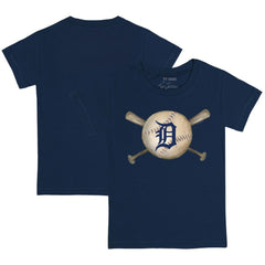 Navy Detroit Tigers Tiny Turnip Youth Baseball Cross Bats T-Shirt