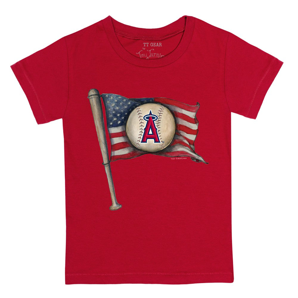 Red Los Angeles Angels Tiny Turnip Youth Baseball Flag T-Shirt