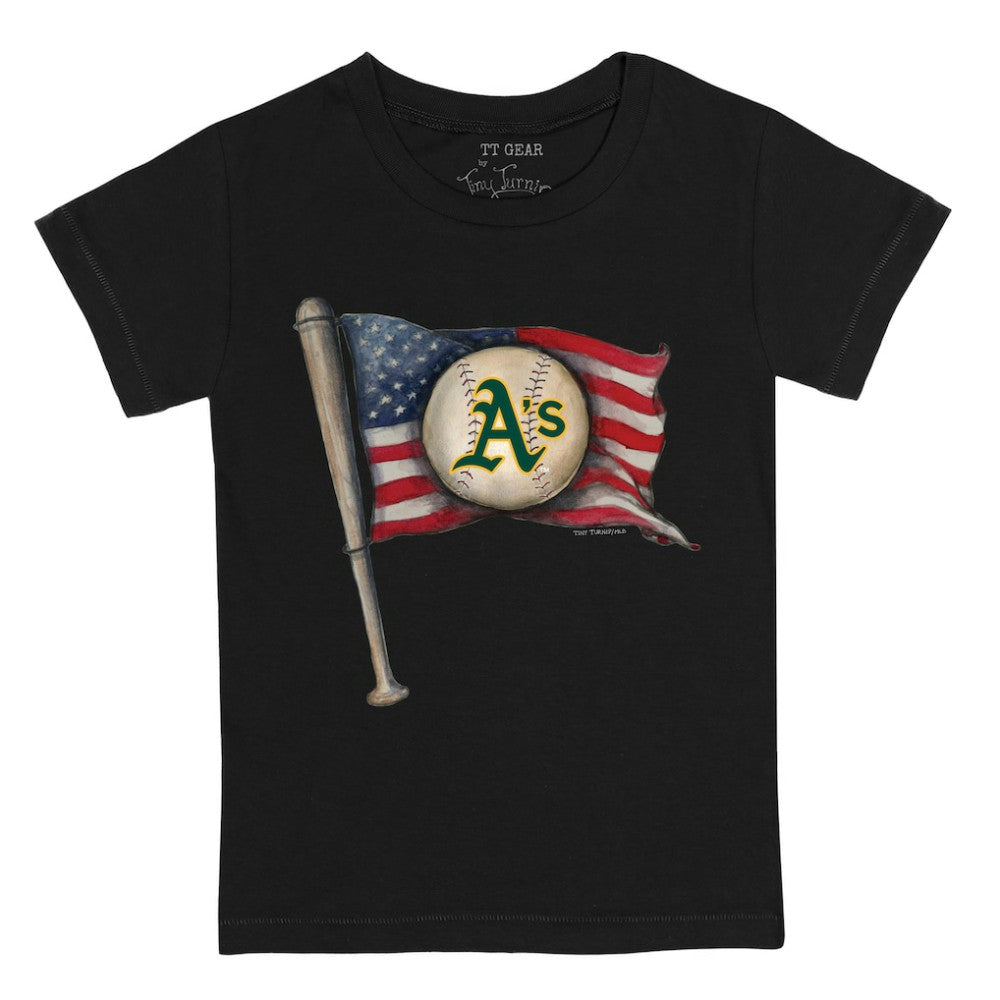 Black Athletics Tiny Turnip Youth Baseball Flag T-Shirt
