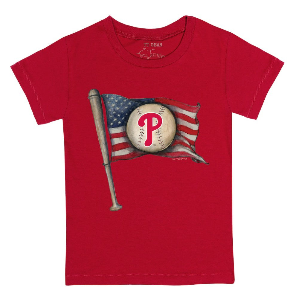 Red Philadelphia Phillies Tiny Turnip Youth Baseball Flag T-Shirt