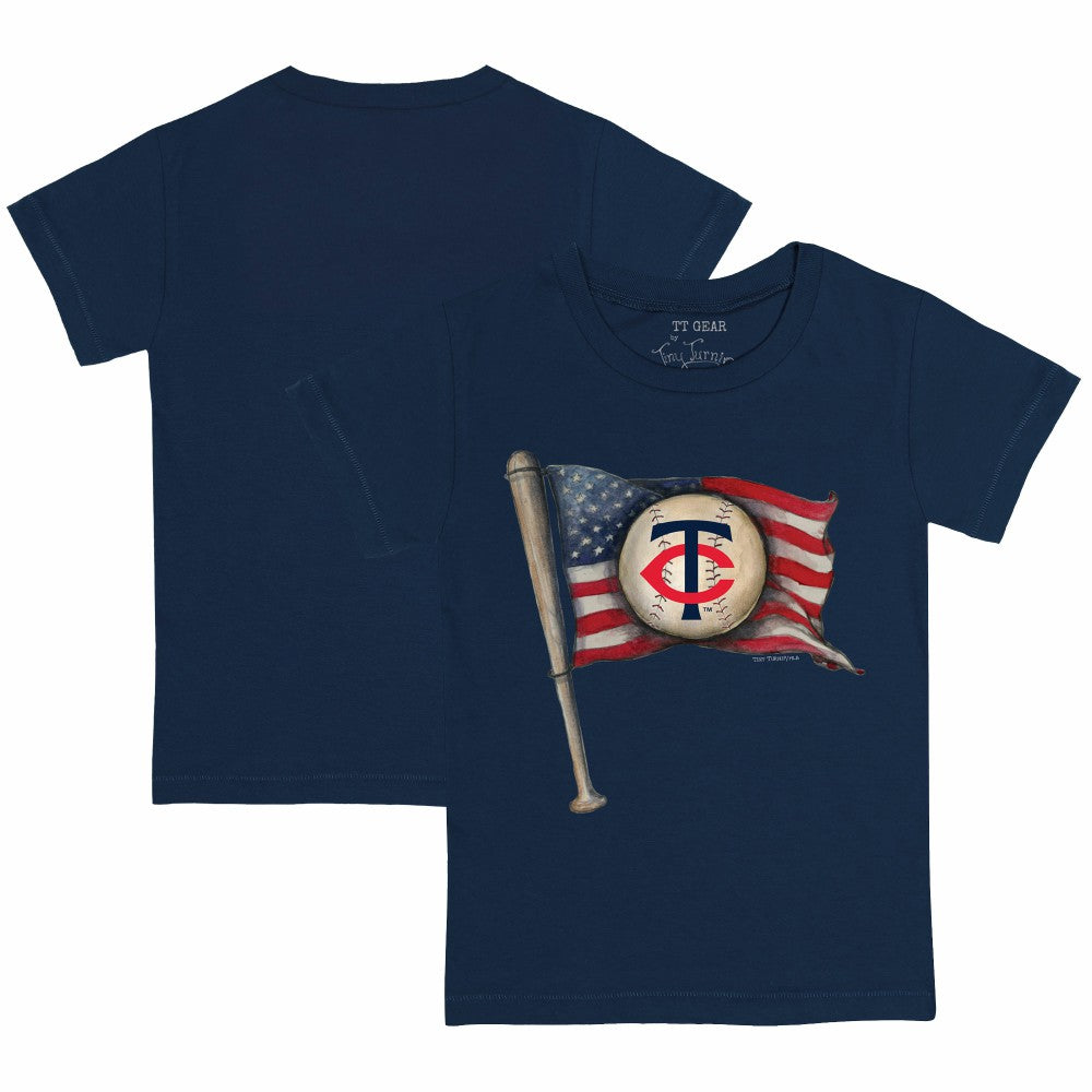 Navy Minnesota Twins Tiny Turnip Youth Baseball Flag T-Shirt