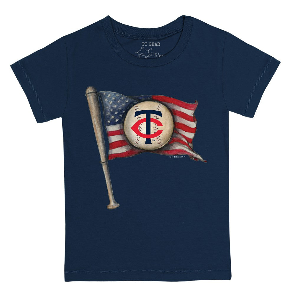 Navy Minnesota Twins Tiny Turnip Youth Baseball Flag T-Shirt
