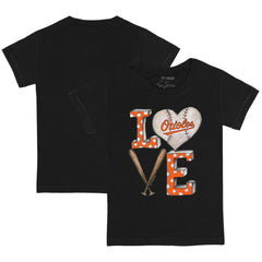 Black Baltimore Orioles Tiny Turnip Youth Baseball Love T-Shirt
