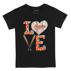 Black Baltimore Orioles Tiny Turnip Youth Baseball Love T-Shirt