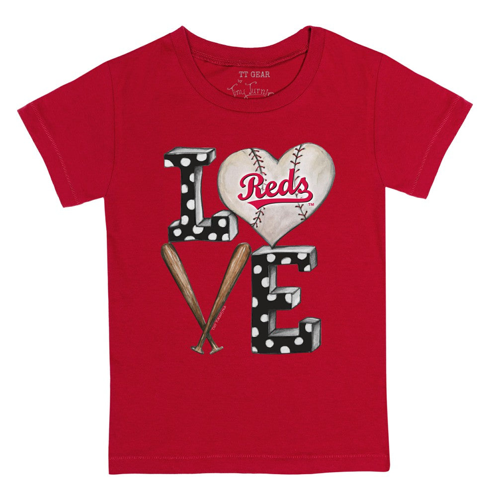 Red Cincinnati Reds Tiny Turnip Youth Baseball Love T-Shirt