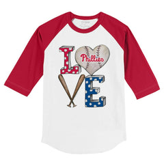 White/Red Philadelphia Phillies Tiny Turnip Youth Baseball Love 3/4-Sleeve Raglan T-Shirt