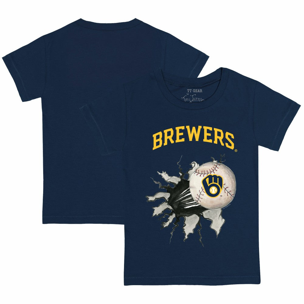 Navy Milwaukee Brewers Tiny Turnip Youth Baseball Tear T-Shirt