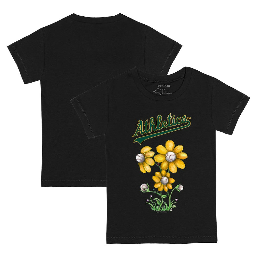Black Athletics Tiny Turnip Youth Blooming Baseballs T-Shirt