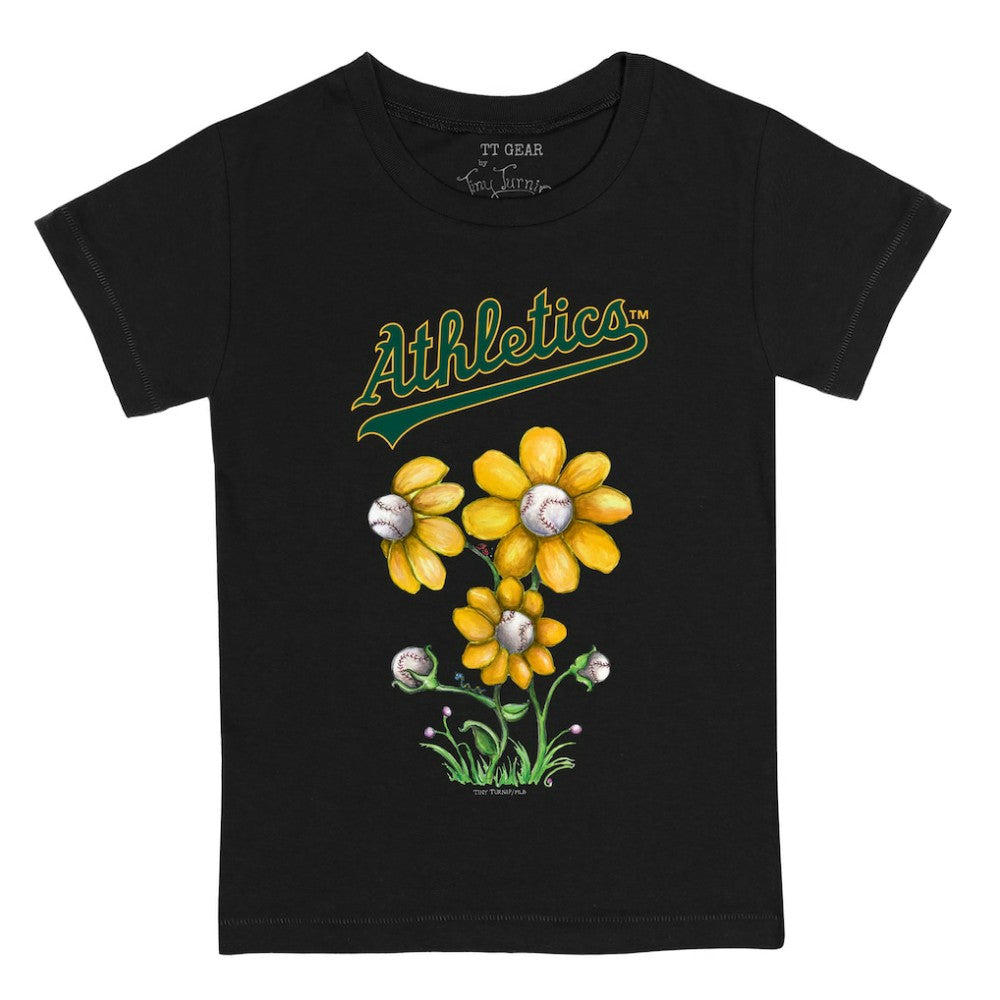 Black Athletics Tiny Turnip Youth Blooming Baseballs T-Shirt