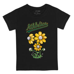 Black Athletics Tiny Turnip Youth Blooming Baseballs T-Shirt