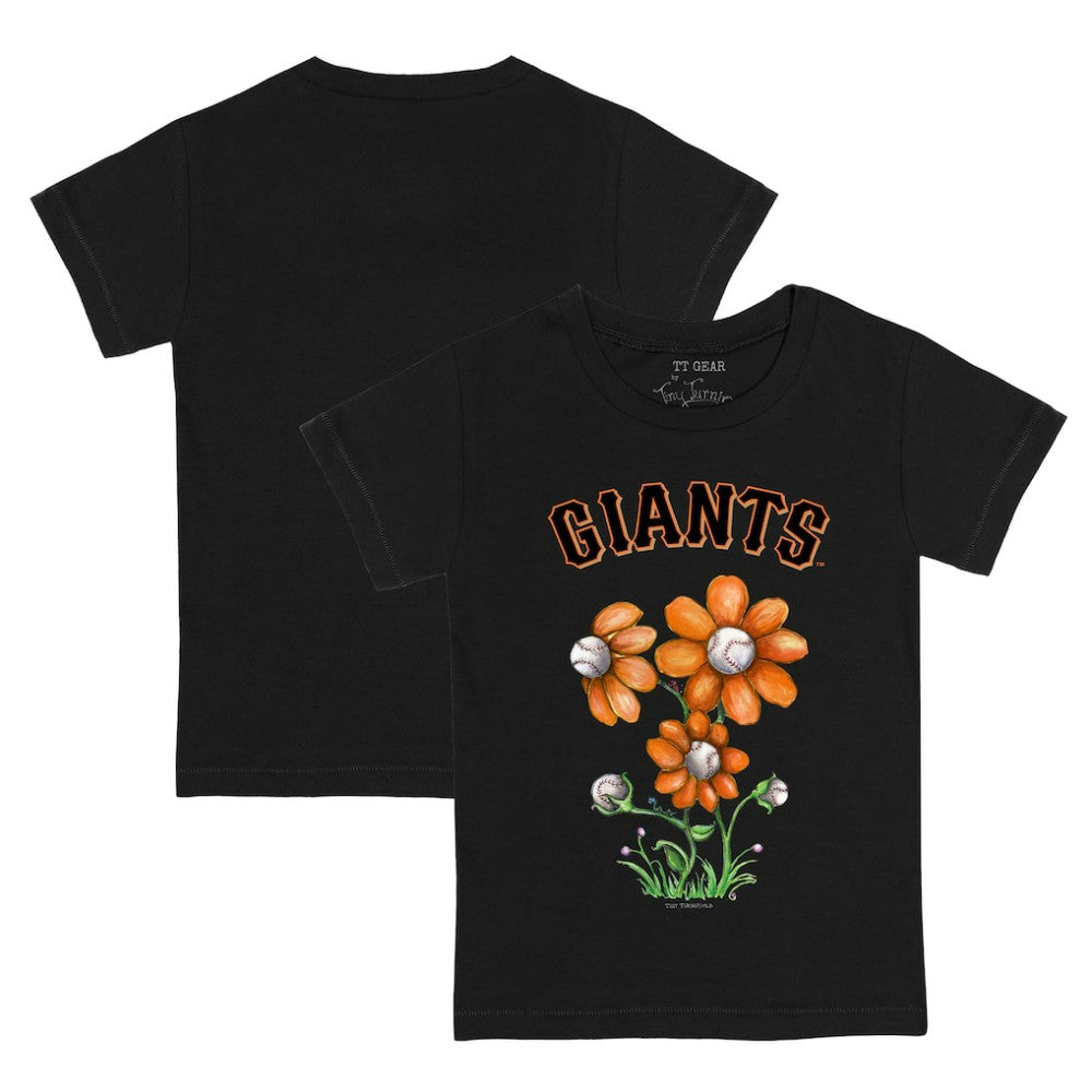 Black San Francisco Giants Tiny Turnip Youth Blooming Baseballs T-Shirt