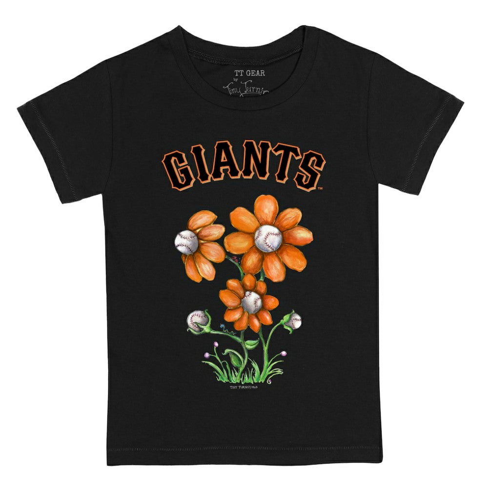 Black San Francisco Giants Tiny Turnip Youth Blooming Baseballs T-Shirt