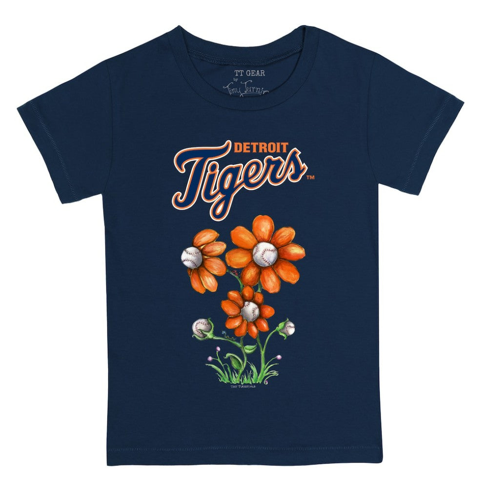 Navy Detroit Tigers Tiny Turnip Youth Blooming Baseballs T-Shirt
