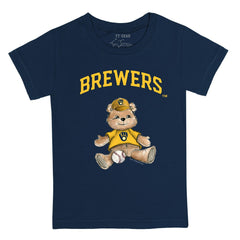 Navy Milwaukee Brewers Tiny Turnip Youth Teddy Boy T-Shirt