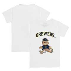 White Milwaukee Brewers Tiny Turnip Youth Teddy Boy T-Shirt
