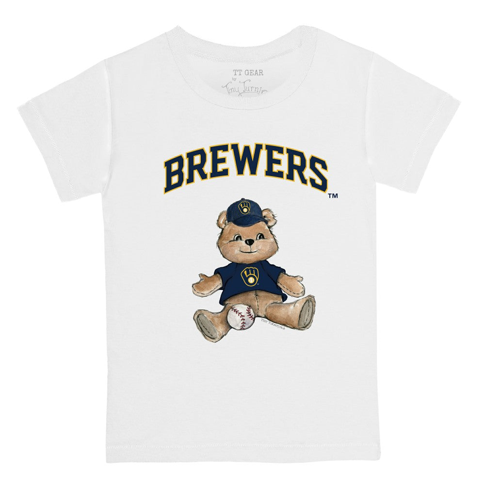White Milwaukee Brewers Tiny Turnip Youth Teddy Boy T-Shirt