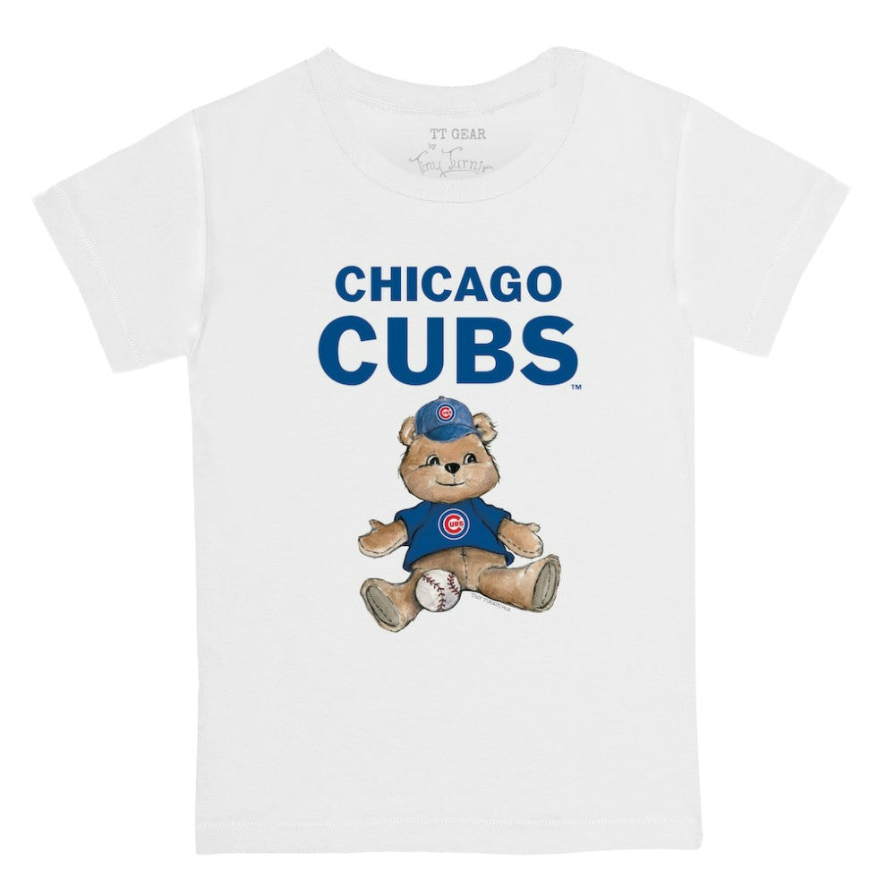 White Chicago Cubs Tiny Turnip Youth Teddy Boy T-Shirt