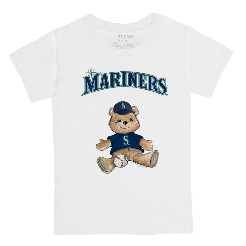 White Seattle Mariners Tiny Turnip Youth Teddy Boy T-Shirt