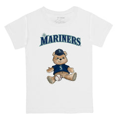 White Seattle Mariners Tiny Turnip Youth Teddy Boy T-Shirt