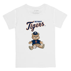 White Detroit Tigers Tiny Turnip Youth Teddy Boy T-Shirt