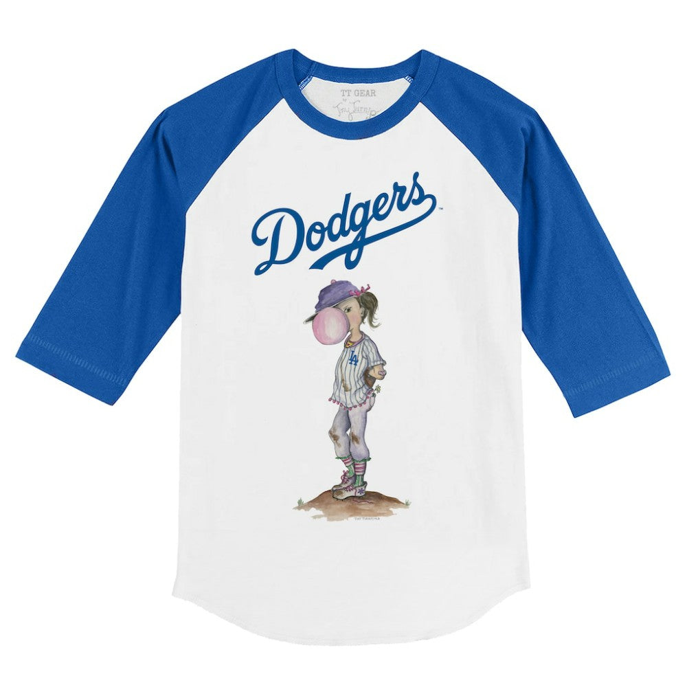 White/Royal Los Angeles Dodgers Tiny Turnip Youth Bubbles 3/4-Sleeve Raglan T-Shirt