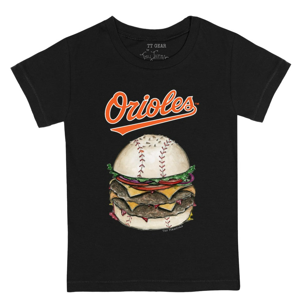 Black Baltimore Orioles Tiny Turnip Youth Burger T-Shirt