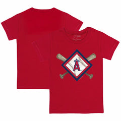 Red Los Angeles Angels Tiny Turnip Youth Diamond Cross Bats T-Shirt