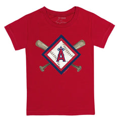 Red Los Angeles Angels Tiny Turnip Youth Diamond Cross Bats T-Shirt
