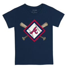 Navy Atlanta Braves Tiny Turnip Youth Diamond Cross Bats T-Shirt