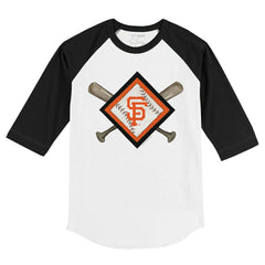 White/Black San Francisco Giants Tiny Turnip Youth Diamond Cross Bats 3/4-Sleeve Raglan T-Shirt