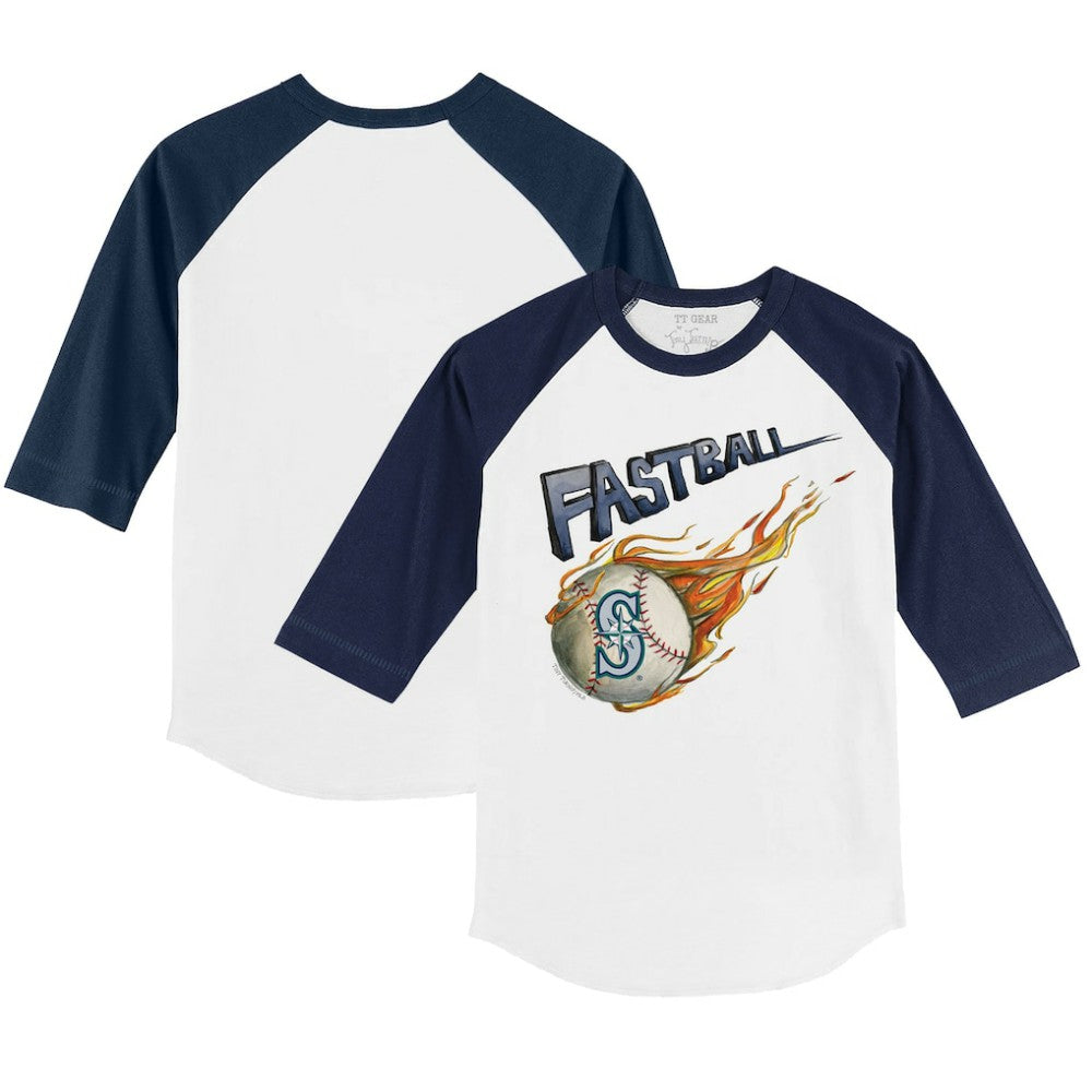 White/Navy Seattle Mariners Tiny Turnip Youth Fastball 3/4-Sleeve Raglan T-Shirt