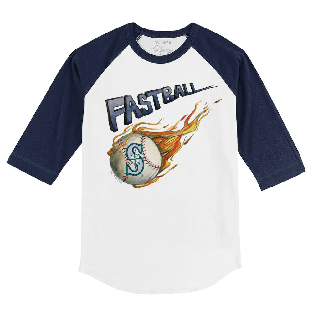 White/Navy Seattle Mariners Tiny Turnip Youth Fastball 3/4-Sleeve Raglan T-Shirt