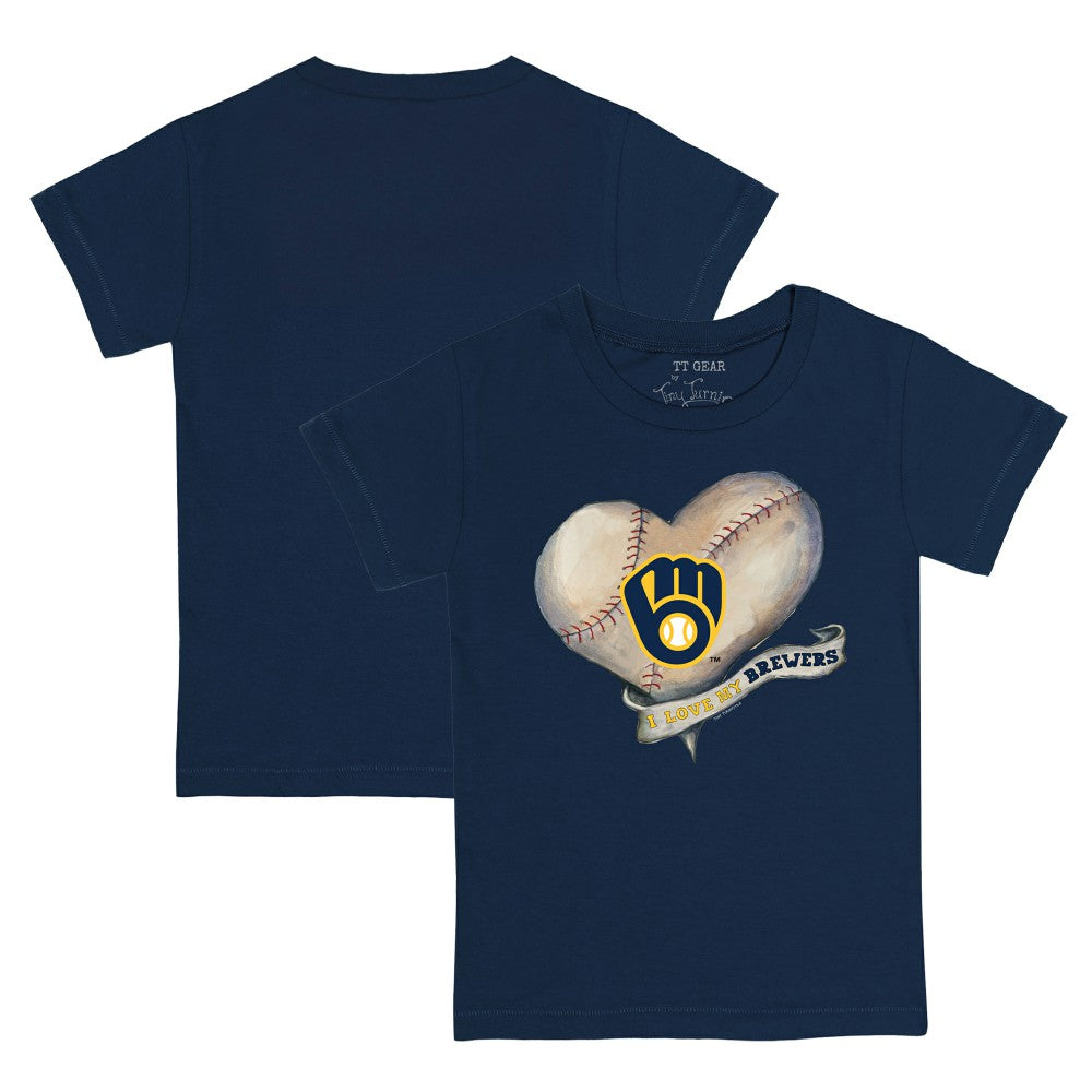 Navy Milwaukee Brewers Tiny Turnip Youth Heart Banner T-Shirt