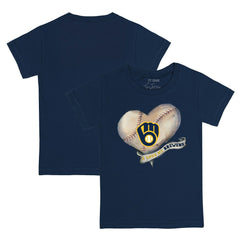 Navy Milwaukee Brewers Tiny Turnip Youth Heart Banner T-Shirt