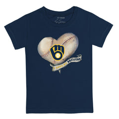 Navy Milwaukee Brewers Tiny Turnip Youth Heart Banner T-Shirt