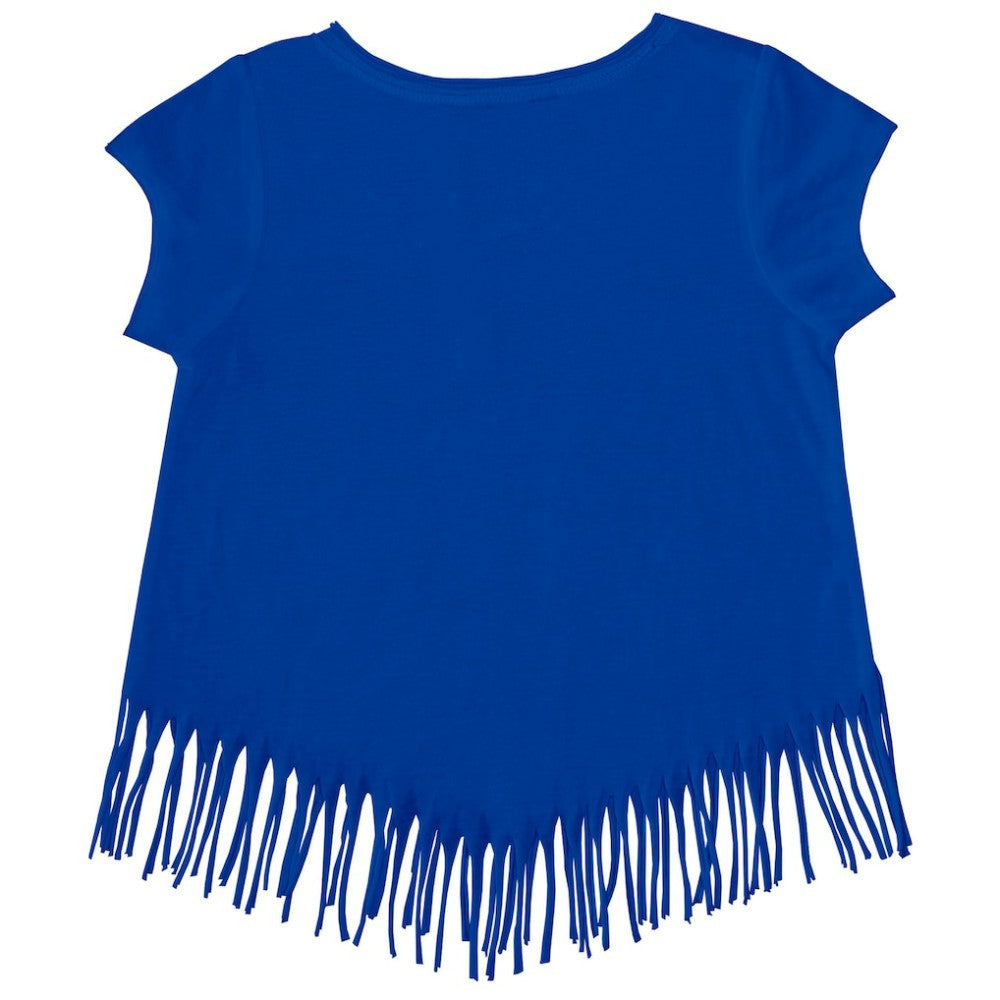 Royal Chicago Cubs Tiny Turnip Girls Youth Heart Bat Fringe T-Shirt