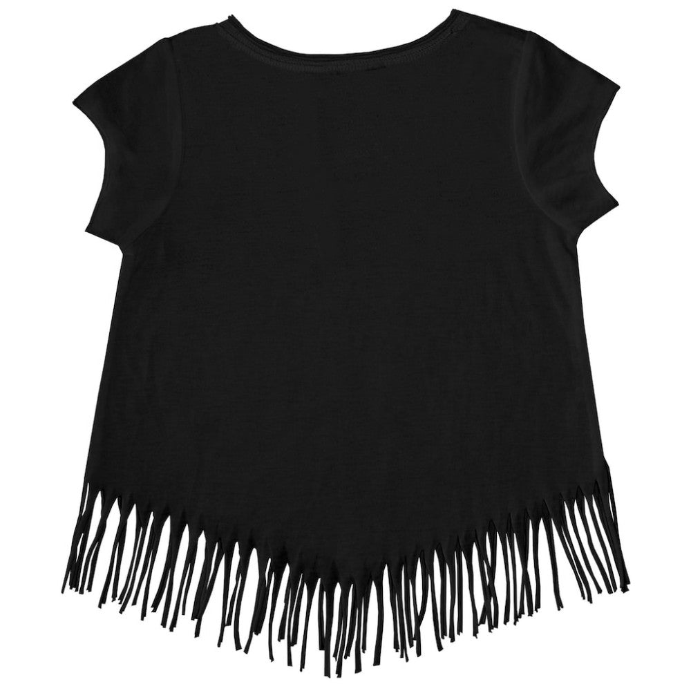 Black Baltimore Orioles Tiny Turnip Girls Youth Heart Bat Fringe T-Shirt
