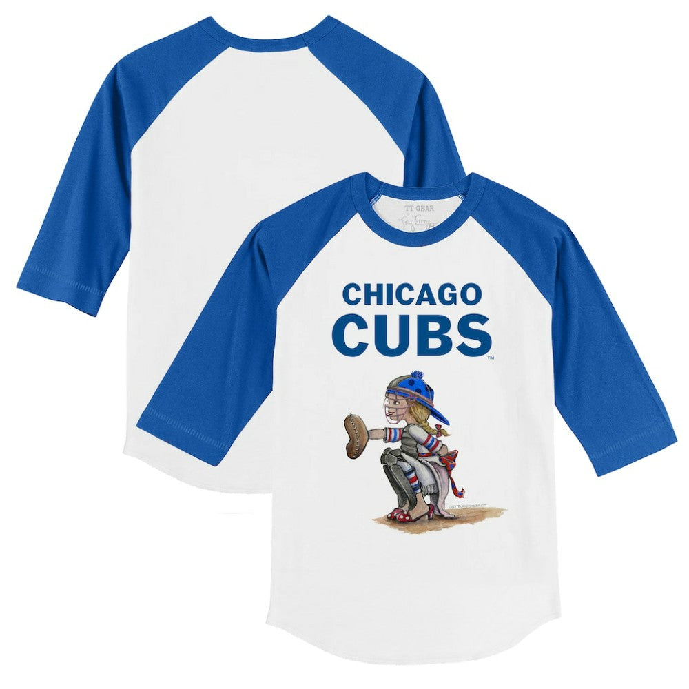 White/Royal Chicago Cubs Tiny Turnip Youth Kate 3/4-Sleeve Raglan T-Shirt