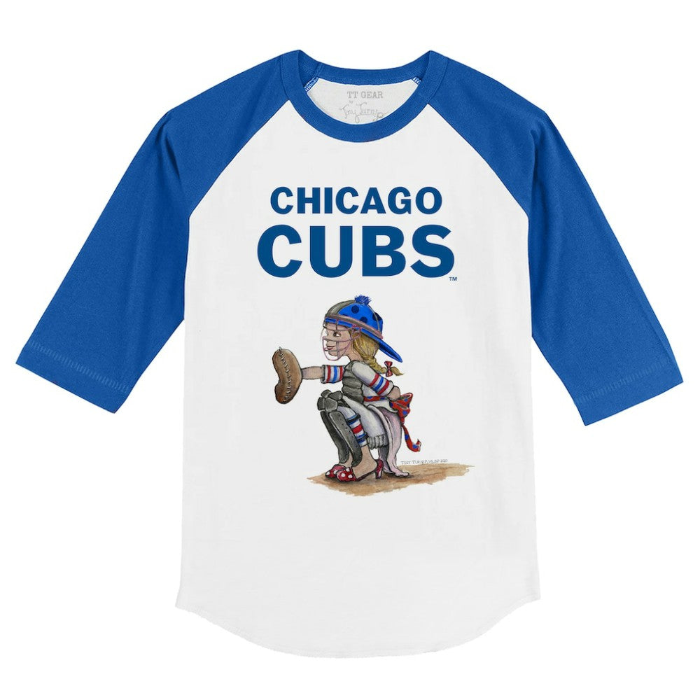 White/Royal Chicago Cubs Tiny Turnip Youth Kate 3/4-Sleeve Raglan T-Shirt