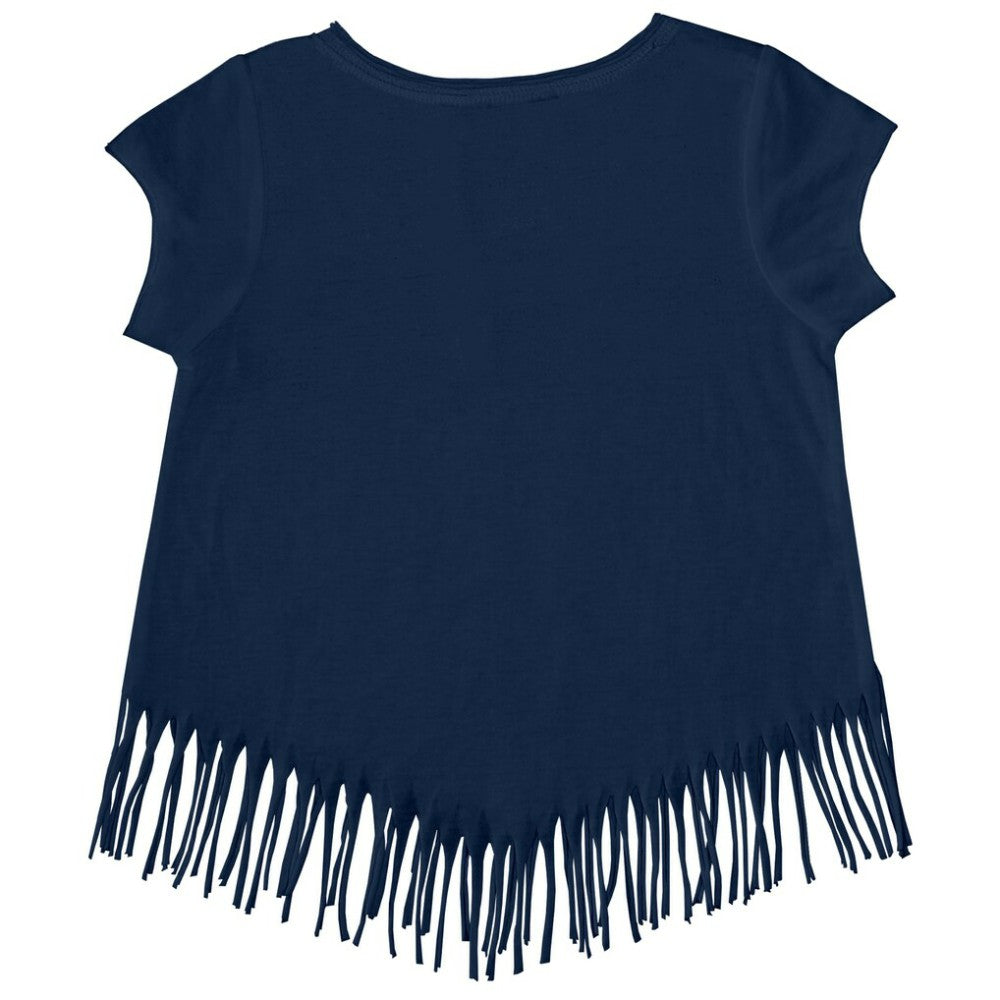 Navy Tampa Bay Rays Tiny Turnip Girls Youth Peace Love Baseball Fringe T-Shirt