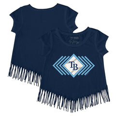 Navy Tampa Bay Rays Tiny Turnip Girls Youth Prism Arrows Fringe T-Shirt