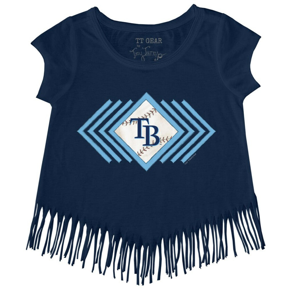 Navy Tampa Bay Rays Tiny Turnip Girls Youth Prism Arrows Fringe T-Shirt