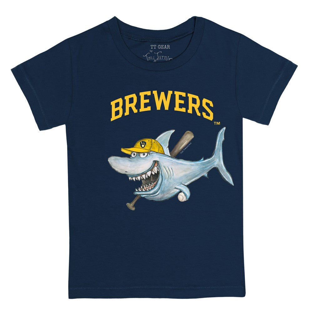 Navy Milwaukee Brewers Tiny Turnip Youth Shark T-Shirt