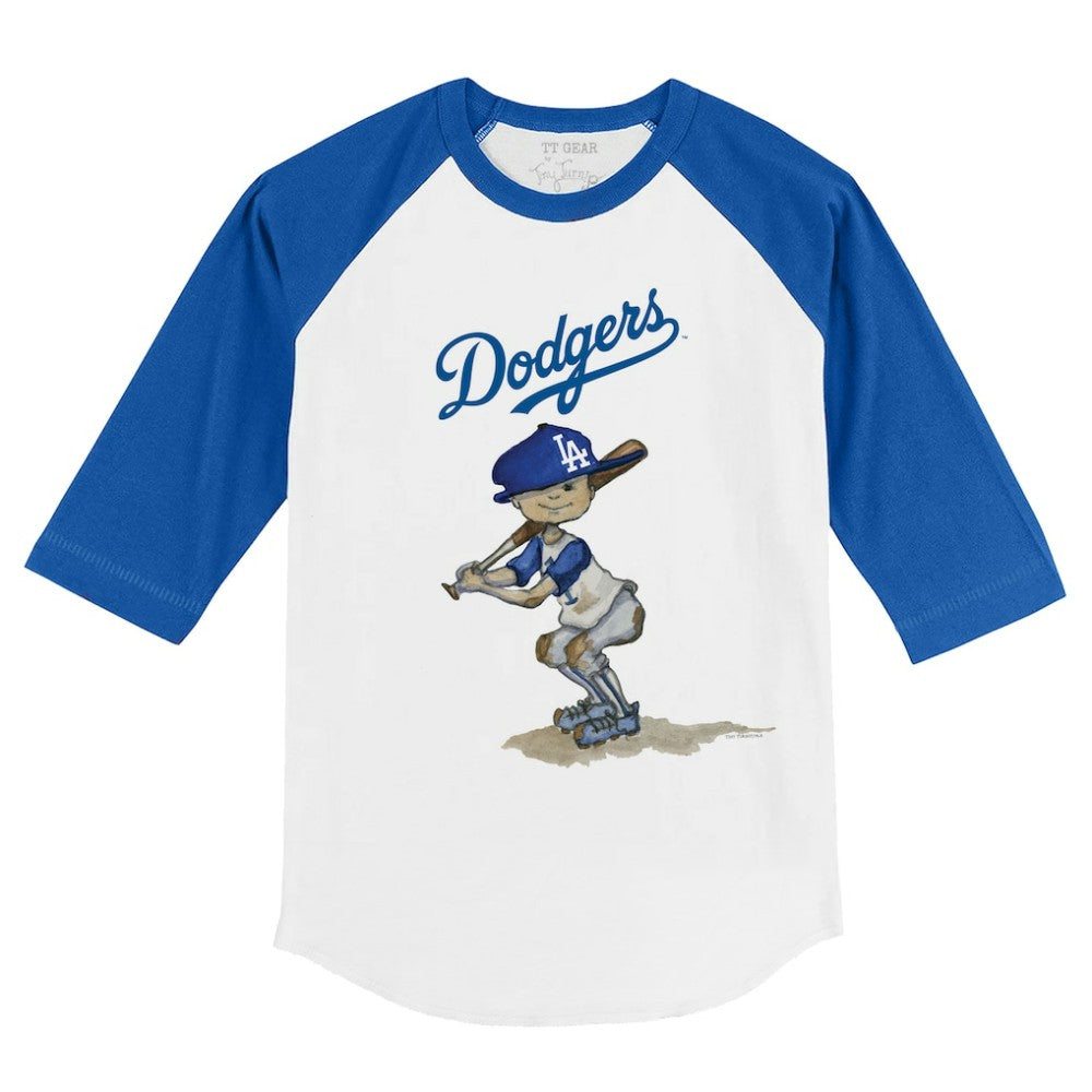 White/Royal Los Angeles Dodgers Tiny Turnip Youth Slugger 3/4-Sleeve Raglan T-Shirt